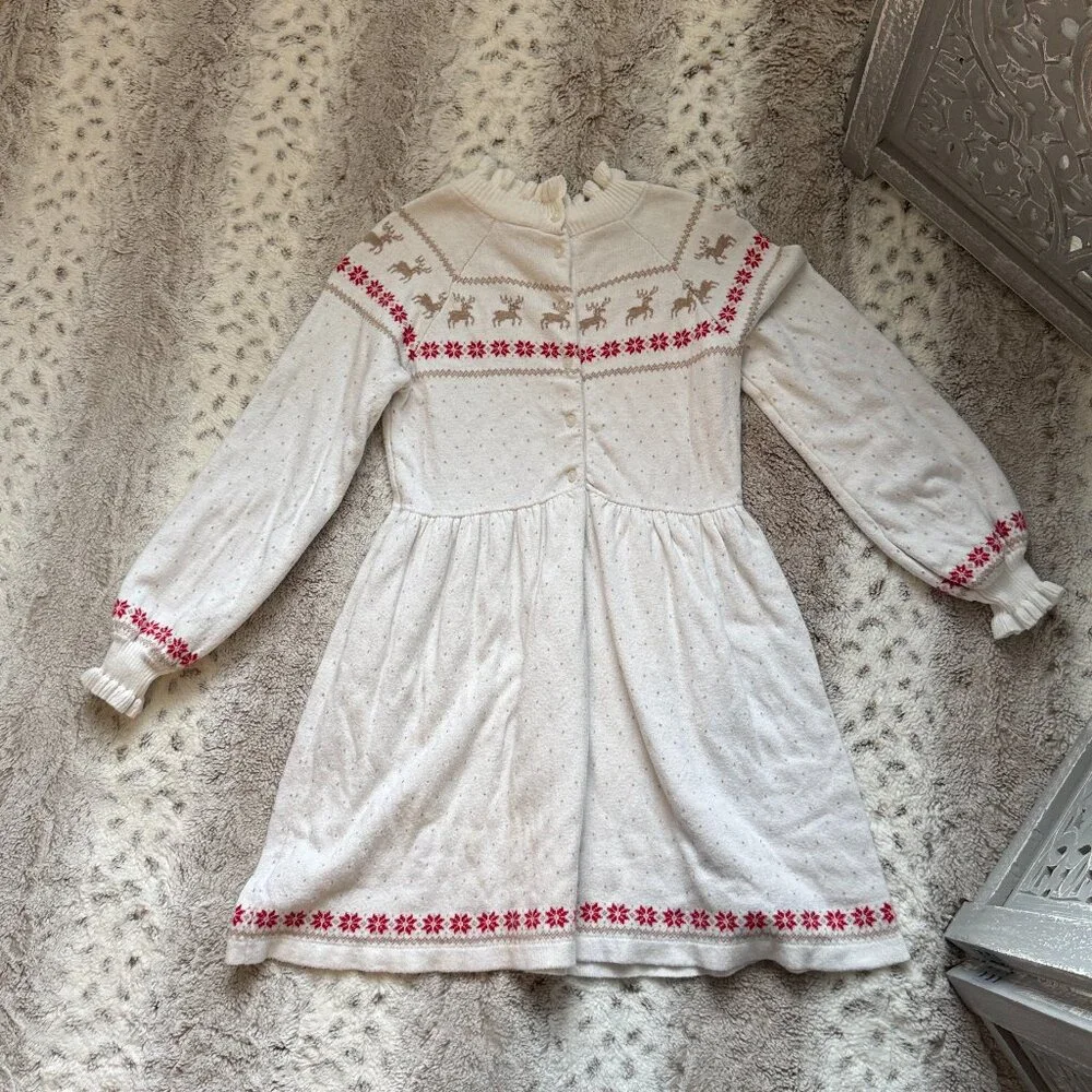 Janie and Jack long sleeve dress girls size 10 Christmas reindeer holiday party